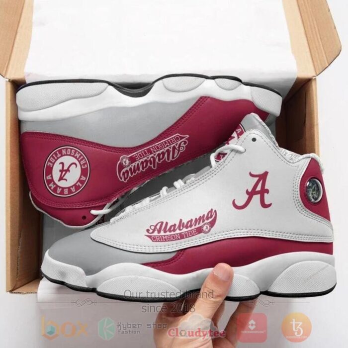 Alabama Crimson Tide Ncaa White Red Air Jordan 13 Shoes