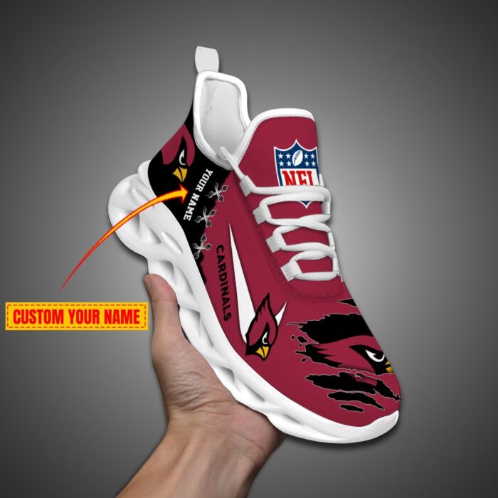 Arizona Cardinals Personalized Ripped Design NFL Max Soul Shoes