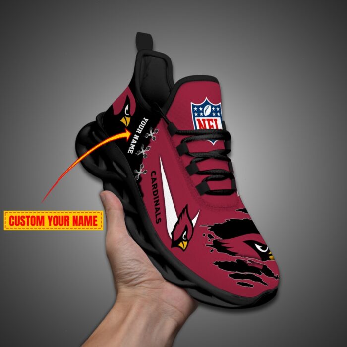 Arizona Cardinals Personalized Ripped Design NFL Max Soul Shoes