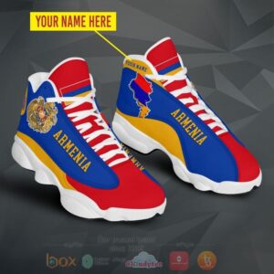 Armenia Personalized Yellow Blue Air Jordan 13 Shoes