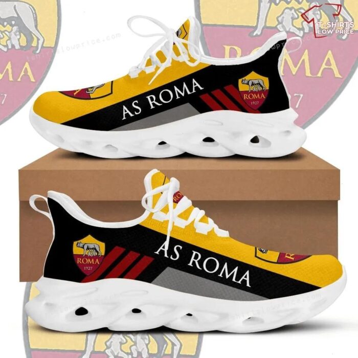 As Roma Yellow Black Red Stripes Max Soul Sneakers Sport Shoes