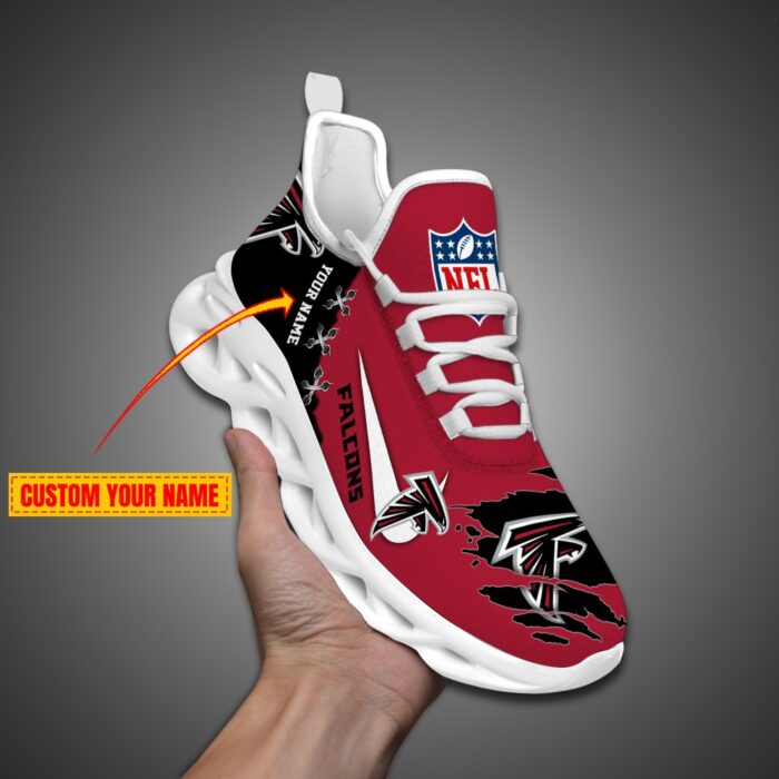 Atlanta Falcons Personalized Ripped Design NFL Max Soul Shoes