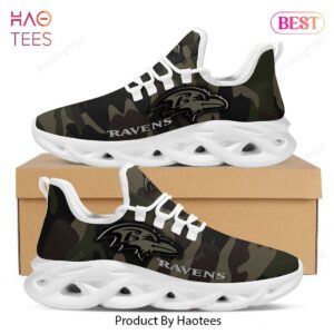 Baltimore Ravens Camo Camouflage Design Black Green Max Soul Shoes