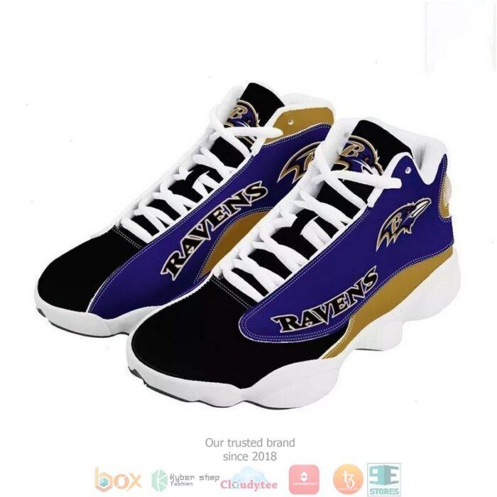 Baltimore Ravens Football Nfl Big Logo 8 Air Jordan 13 Sneaker Shoes