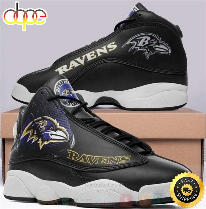 Baltimore Ravens NFL Big Logo Football Team Air Jordan 13 Shoes