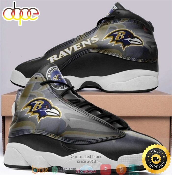 Baltimore Ravens NFL Big Logo Football Team Air Jordan 13 Sneaker Shoes