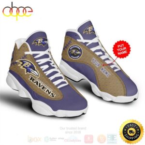 Baltimore Ravens NFL Football Custom Name Air Jordan 13 Shoes