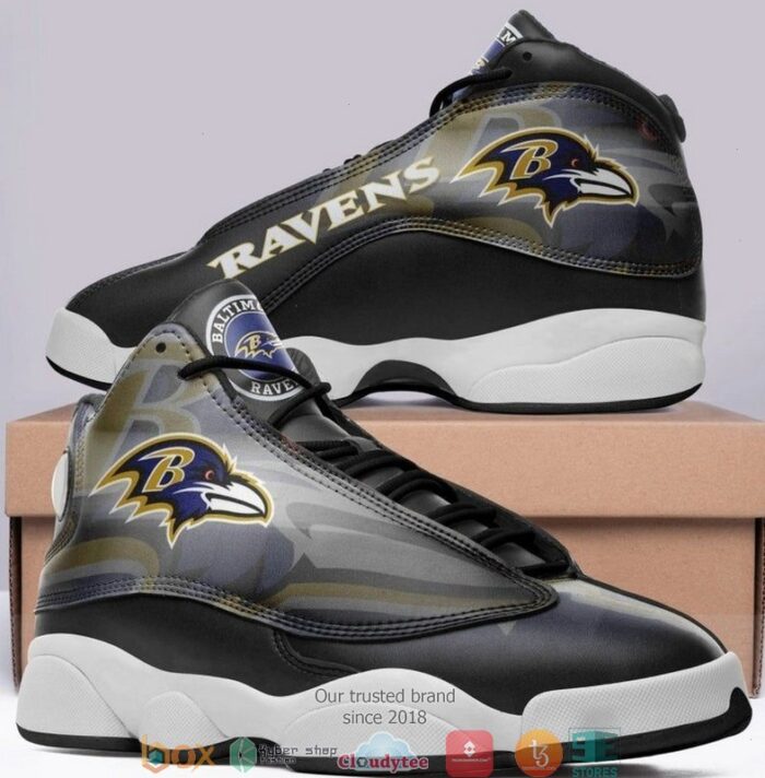 Baltimore Ravens Nfl Big Logo Football Team Air Jordan 13 Sneaker Shoes