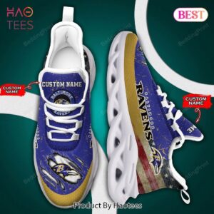 Baltimore Ravens Nfl Personalized Gold Violet Max Soul Shoes