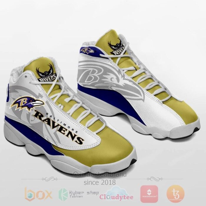 Baltimore Ravens Nfl Yellow White Air Jordan 13 Shoes