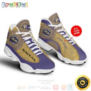 Baltimore Ravens Pattern NFL Custom Name Air Jordan 13 Shoes