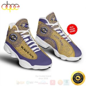 Baltimore Ravens Pattern NFL Custom Name Air Jordan 13 Shoes