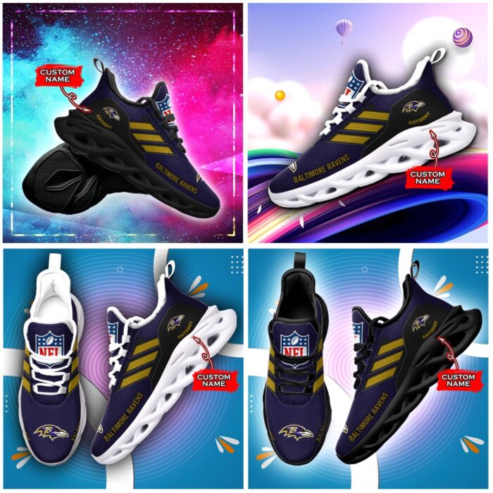 Baltimore Ravens Personalized NFL Max Soul Sneaker for Fans