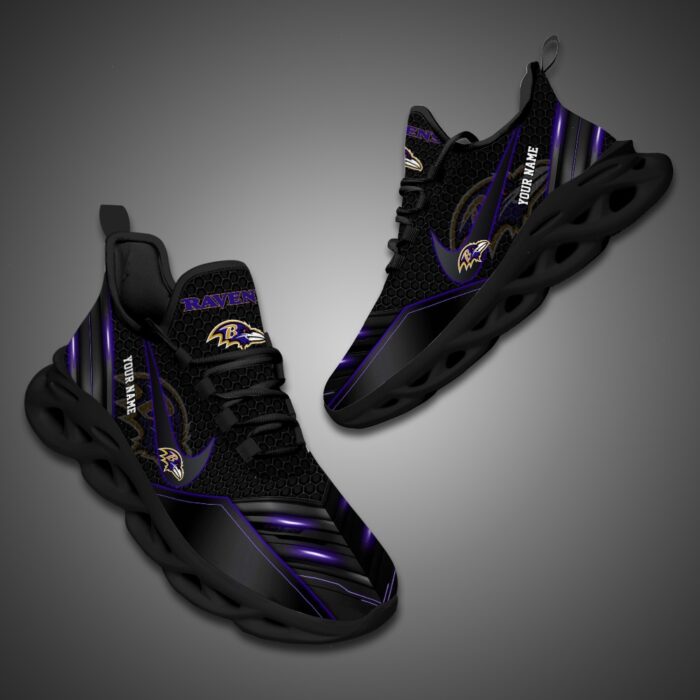 Baltimore Ravens Personalized NFL Neon Light Max Soul Shoes