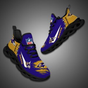 Baltimore Ravens Personalized Ripped Design NFL Max Soul Shoes