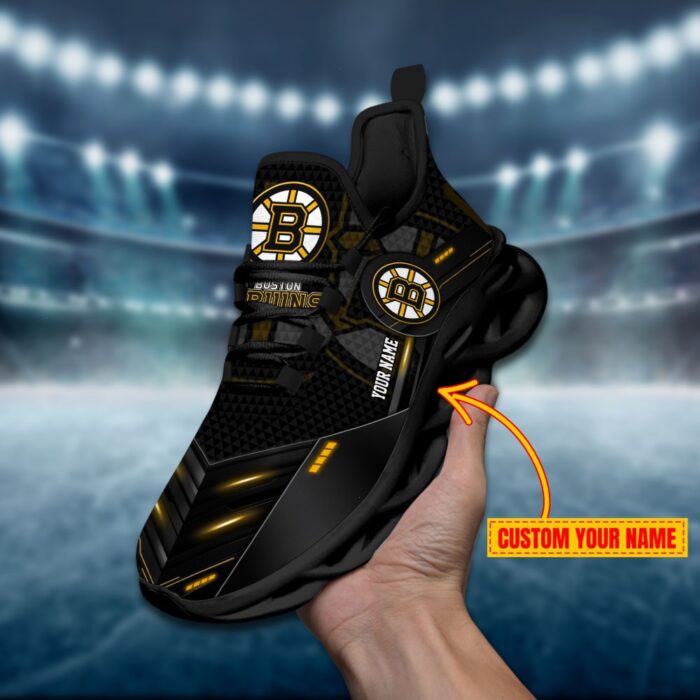 Boston Bruins Personalized NHL Sport Black Max Soul Shoes