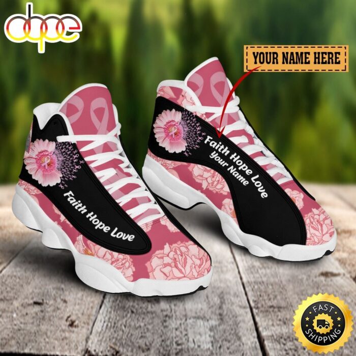 Breast Cancer Faith Hope Love Custom Name Air Jordan 13 Shoes