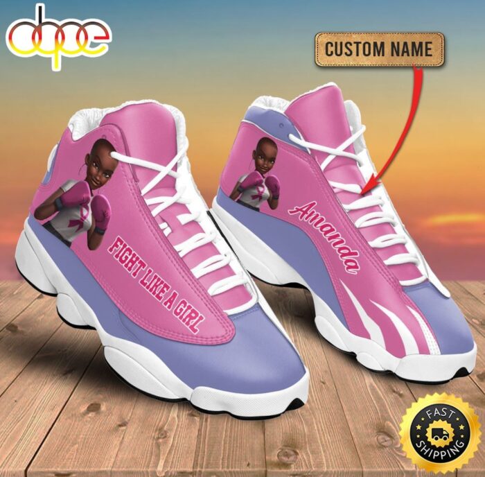 Breast Cancer Fight Like A Girl Purple Custom Name Air Jordan 13 Shoes