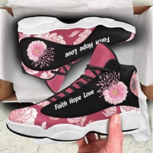 Breast Cancer Flower Faith Hope Love Air Jordan 13 Sneakers