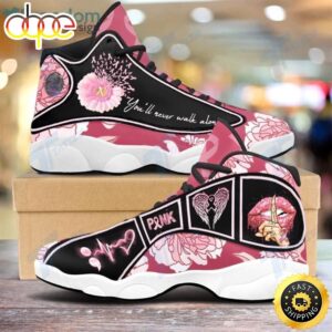 Breast Cancer Flower Youll Never Walk Alone Air Jordan 13 Sneakers Shoes Sport