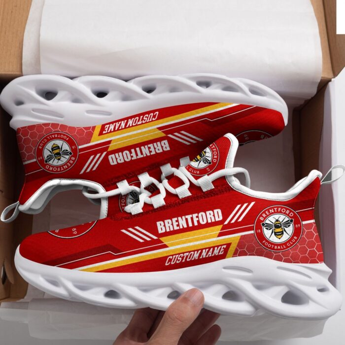 Brentford FC Custom Name Red Yellow Max Soul Shoes