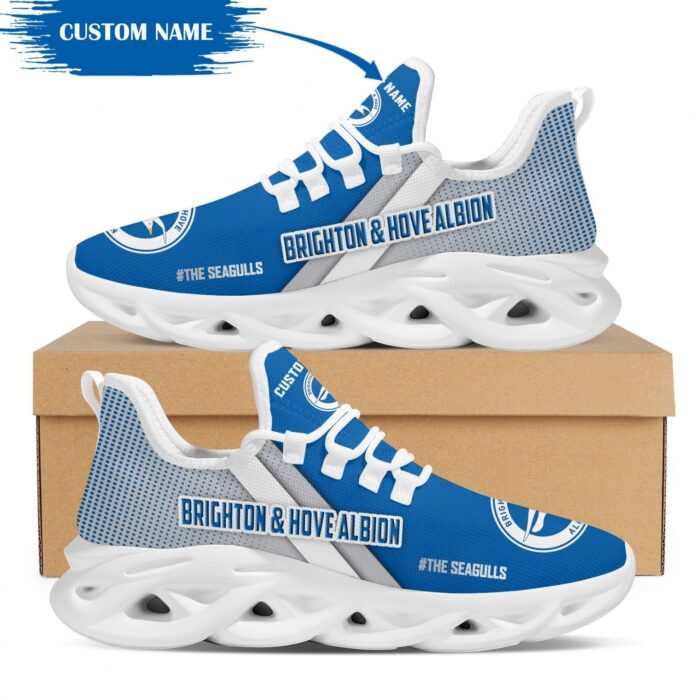 Brighton & Hove Albion FC Custom Name Blue Grey Max Soul Shoes