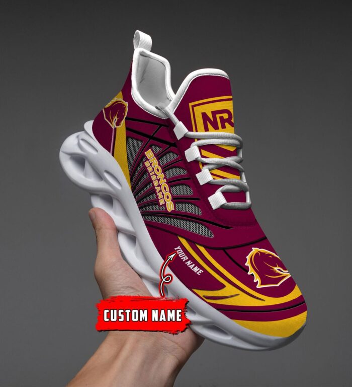 Brisbane Broncos Custom Name NRL Max Soul Shoes