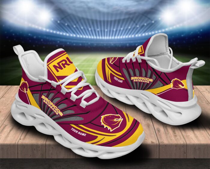 Brisbane Broncos Custom Name NRL Max Soul Shoes