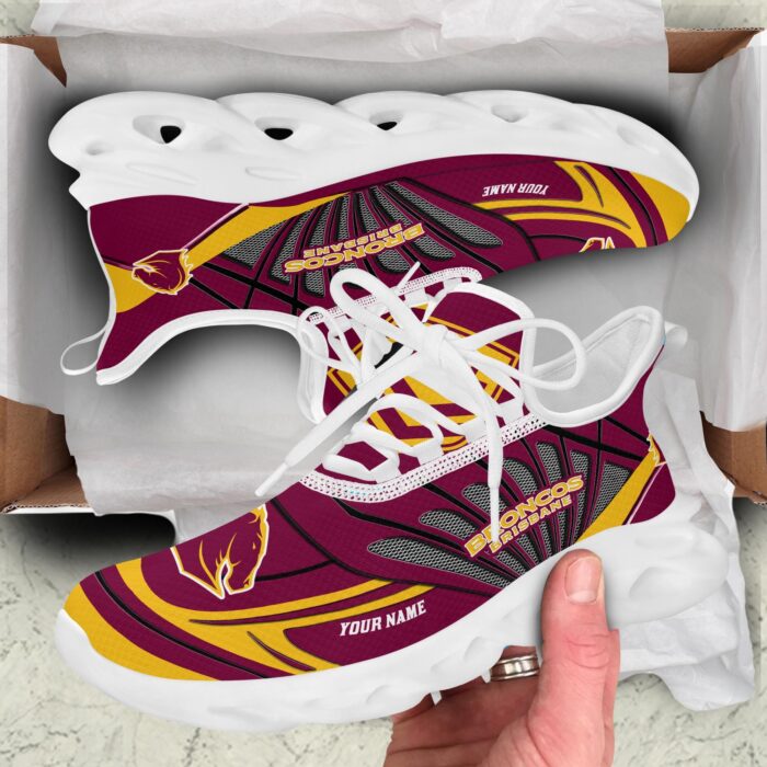 Brisbane Broncos Custom Name NRL Max Soul Shoes