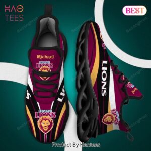 Brisbane Lions AFL Custom Name Black Mix Color Max Soul Shoes