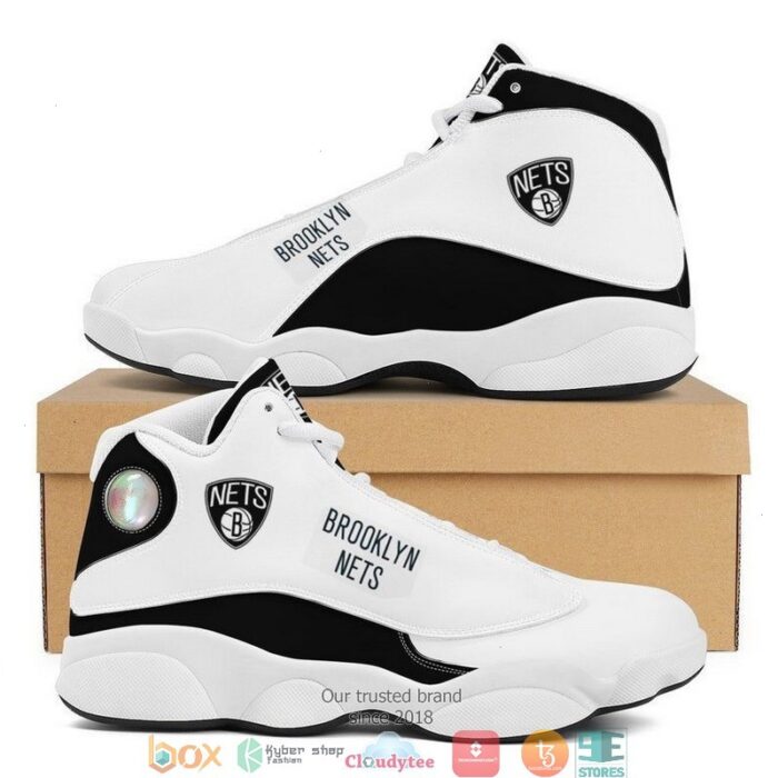 Brooklyn Nets Nba Football Team Big Logo Air Jordan 13 Sneaker Shoes