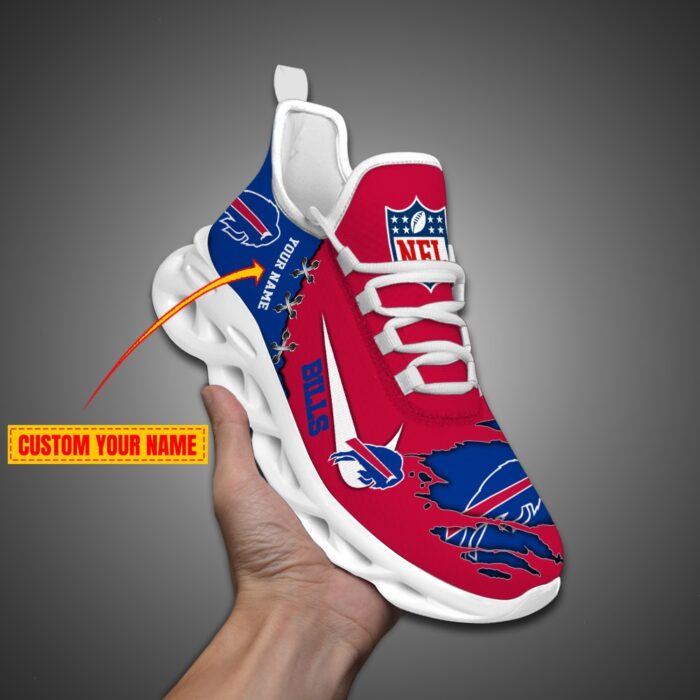 Buffalo Bills Personalized Ripped Design NFL Max Soul Shoes