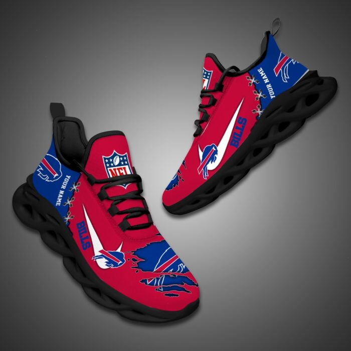 Buffalo Bills Personalized Ripped Design NFL Max Soul Shoes