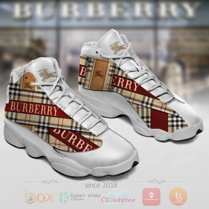 Burberry Plaid Pattern White Air Jordan 13 Shoes