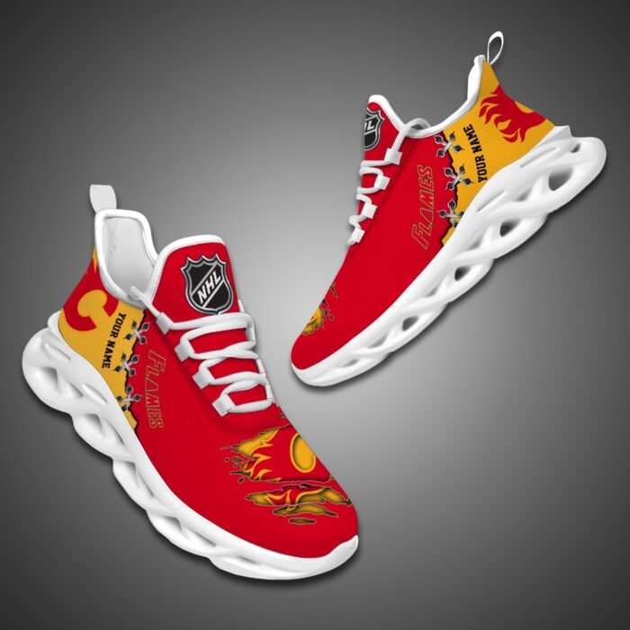 Calgary Flames Personalized NHL Max Soul Shoes