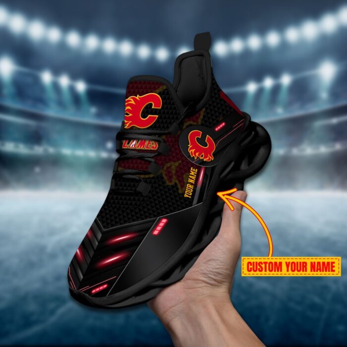 Calgary Flames Personalized NHL Sport Black Max Soul Shoes