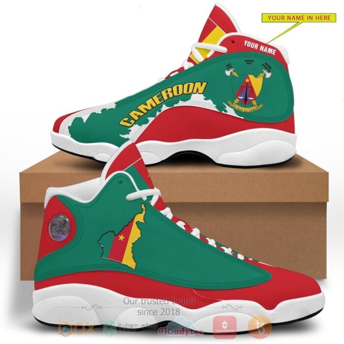 Cameroon Personalized Red Green Air Jordan 13 Shoes