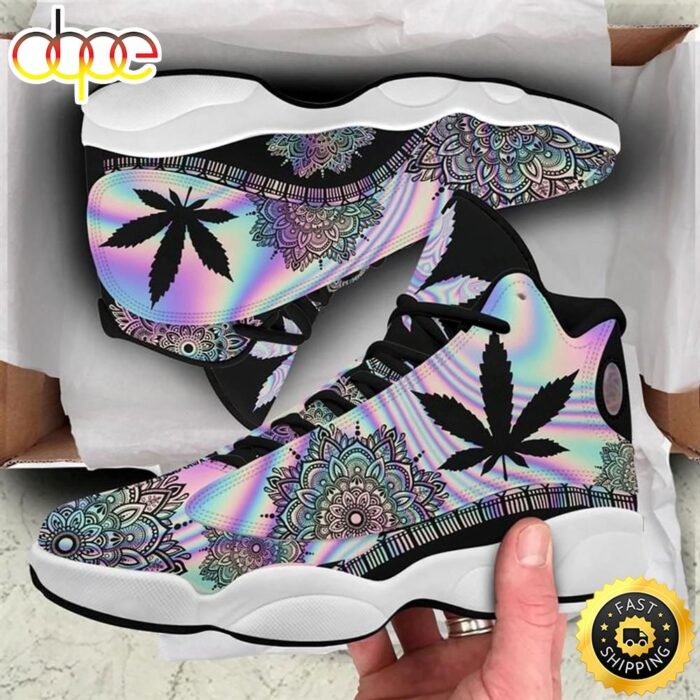 Cannabis Weed Hologram Air Jordan 13 Sneakers Shoes For Men And Women Air Air Jordan 13 Shoes