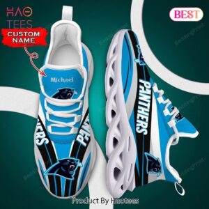 Carolina Panthers NFL Blue Mix Black Custom Name Max Soul Shoes