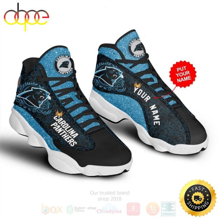 Carolina Panthers NFL Custom Name Air Jordan 13 Shoes