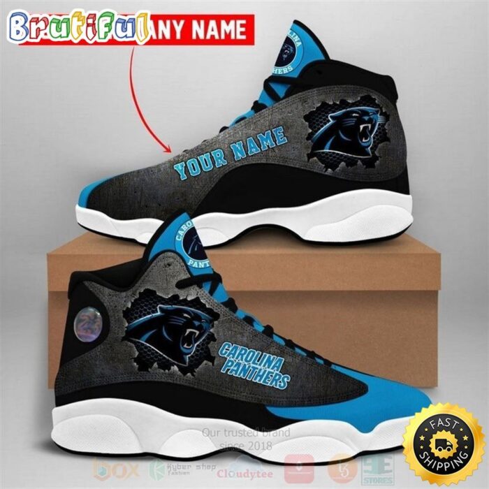 Carolina Panthers NFL Football Team Custom Name Air Jordan 13 Shoes