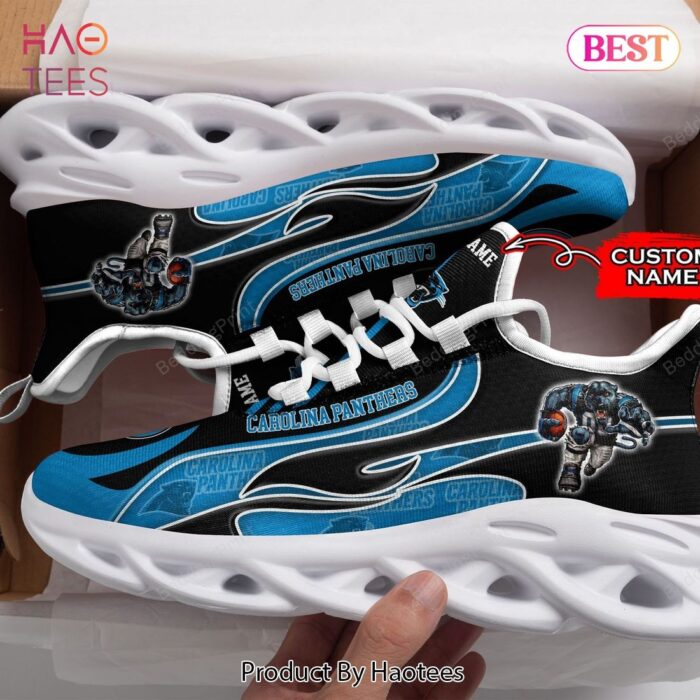 Carolina Panthers NFL Personalized Black Mix Blue Max Soul Shoes