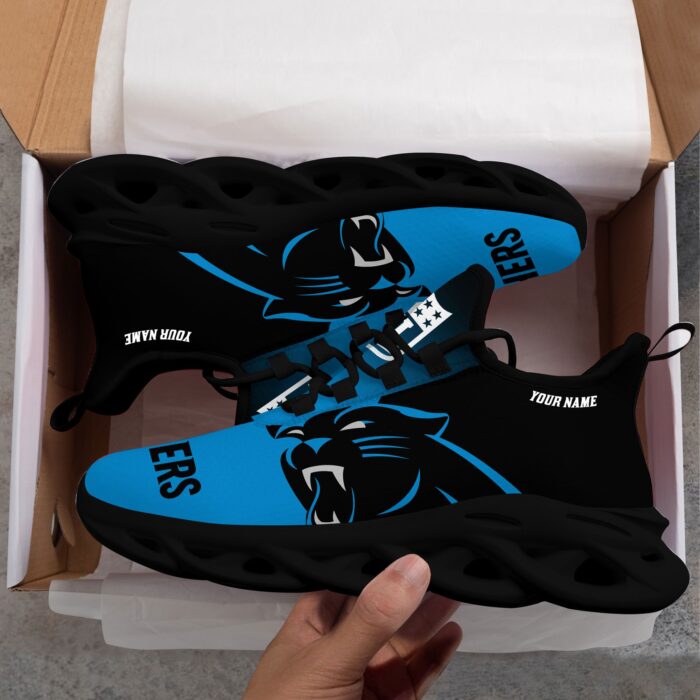 Carolina Panthers Personalized Custom Name Max Soul Shoes