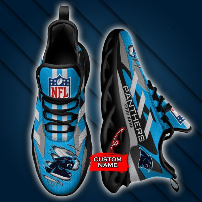 Carolina Panthers Personalized NFL Max Soul Sneaker Ver 1