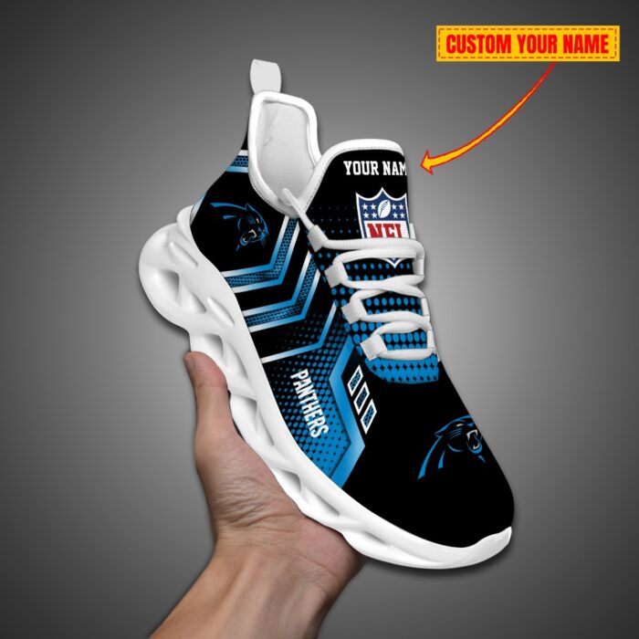 Carolina Panthers Personalized NFL Metal Style Design Max Soul Shoes