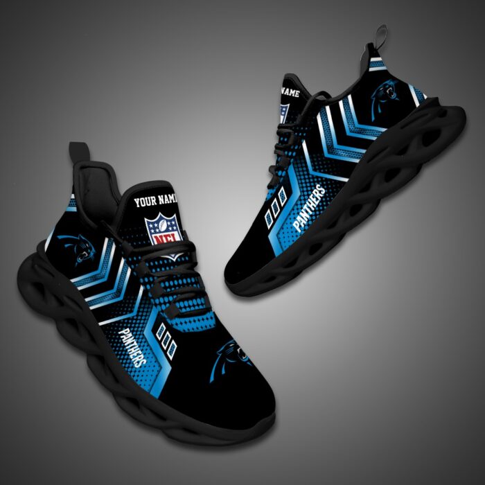 Carolina Panthers Personalized NFL Metal Style Design Max Soul Shoes