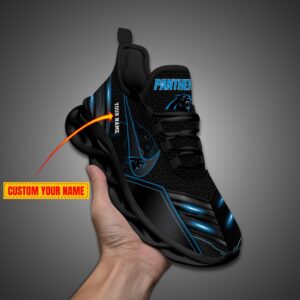 Carolina Panthers Personalized NFL Neon Light Max Soul Shoes