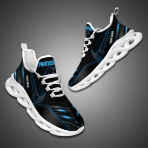 Carolina Panthers Personalized NFL Neon Light Max Soul Shoes