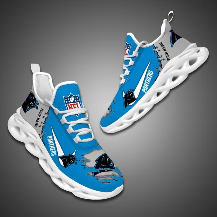 Carolina Panthers Personalized Ripped Design NFL Max Soul Shoes