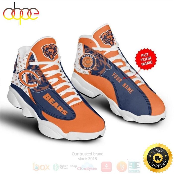 Chicago Bears NFL Custom Name Air Jordan 13 Shoes 2